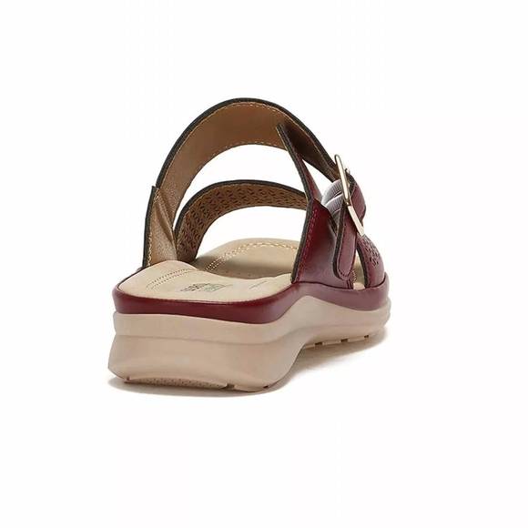 NEW ANDREA women's comfort padded footbed sandals in burgundy - Picture 4 of 4